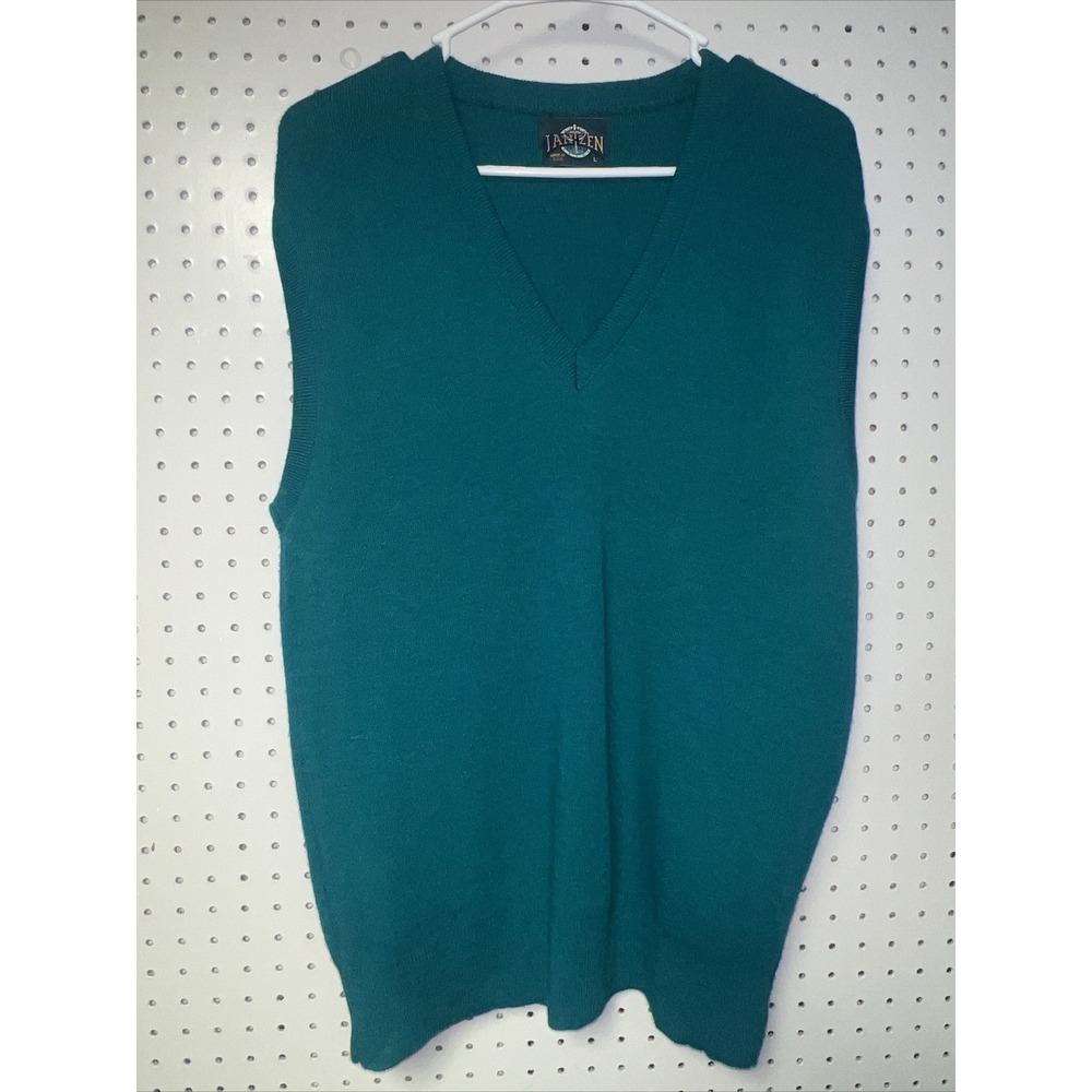 Vintage Jantzen Grandpa‎ Sweater Vest Large Aqua Green